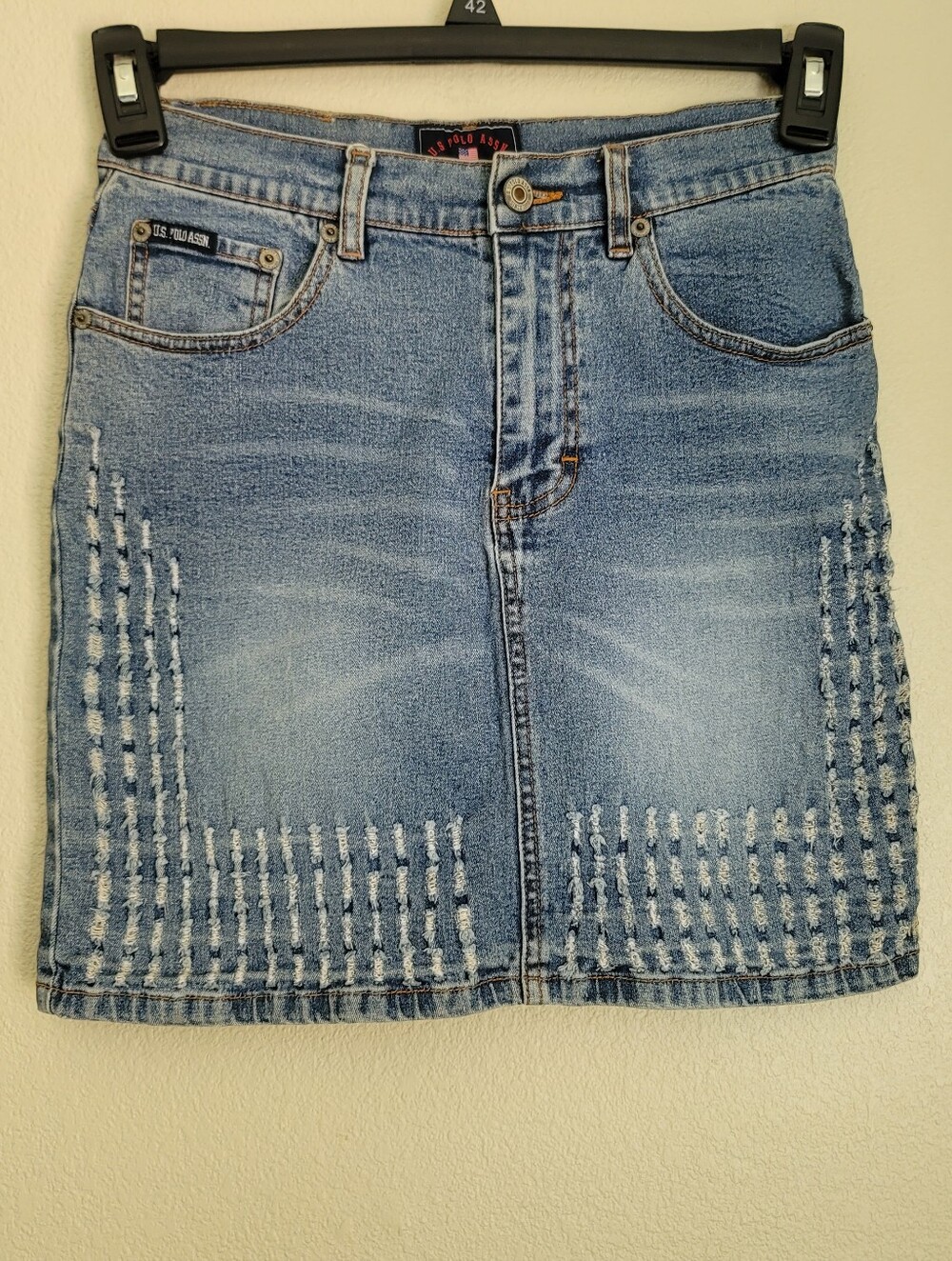 U.S. Polo Assn. Light Blue Distressed Denim Mini Skirt